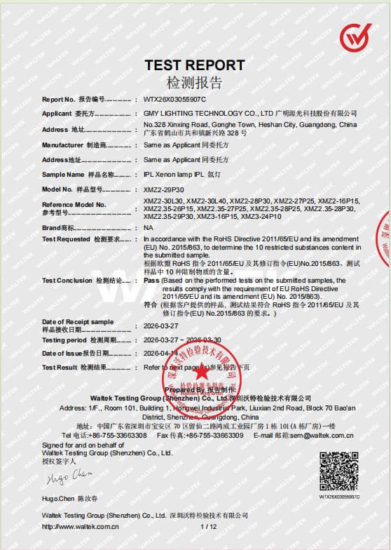 ROHS Compliance Certificate